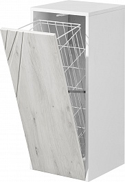Акватон Шкаф подвесной Сакура 33 с бельевой корзиной ольха наварра/белый – фотография-2